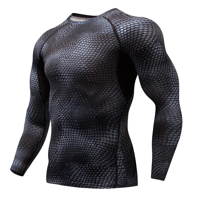 Новая футболка с длинным рукавом спортивная мужская быстросохнущая Мужская велосипедная базовая одежда Snake спортивная одежда фитнес-мужские s Rashgard компрессионная спортивная одежда - Цвет: Snake Top