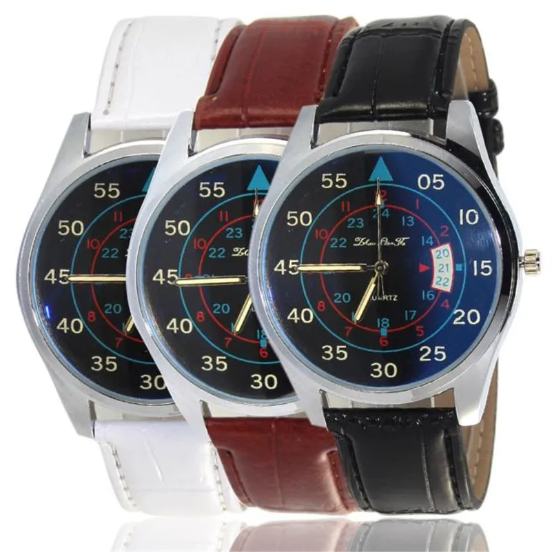 New Listing Men Watch Fashion Male Digital Pattern Leather Band Analog Quartz Vogue Wristwatches Clock Relogio Masculino M09 (6)