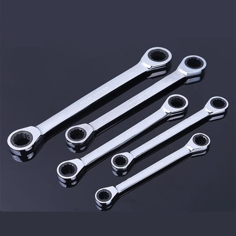 8 19mm 5pc Double Ring Ratchet Wrench Set Tool Kits For Car Repair Gear