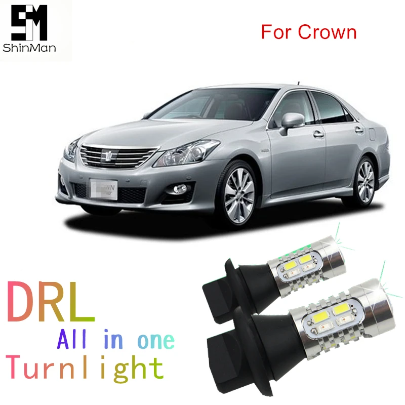 Shinman WY21W 7440 T20 для toyota crown led DRL дневного света и Поворотники передние все в одном автоматический свет