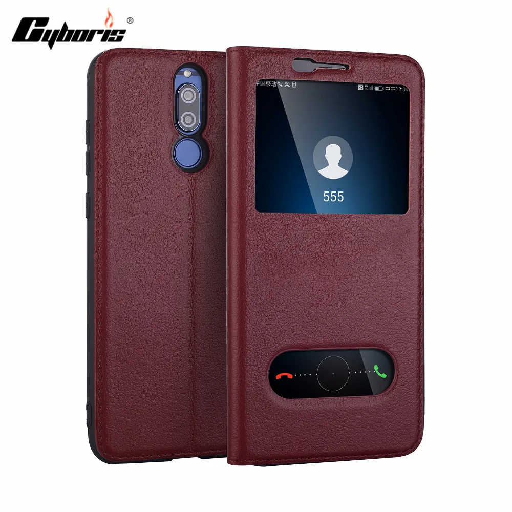 Cyboris Чехлы флип Пояса из натуральной кожи чехол для Коврики 10 Lite/maimang 6 двойной Вид из окна магнит чехол для Huawei nova 2i