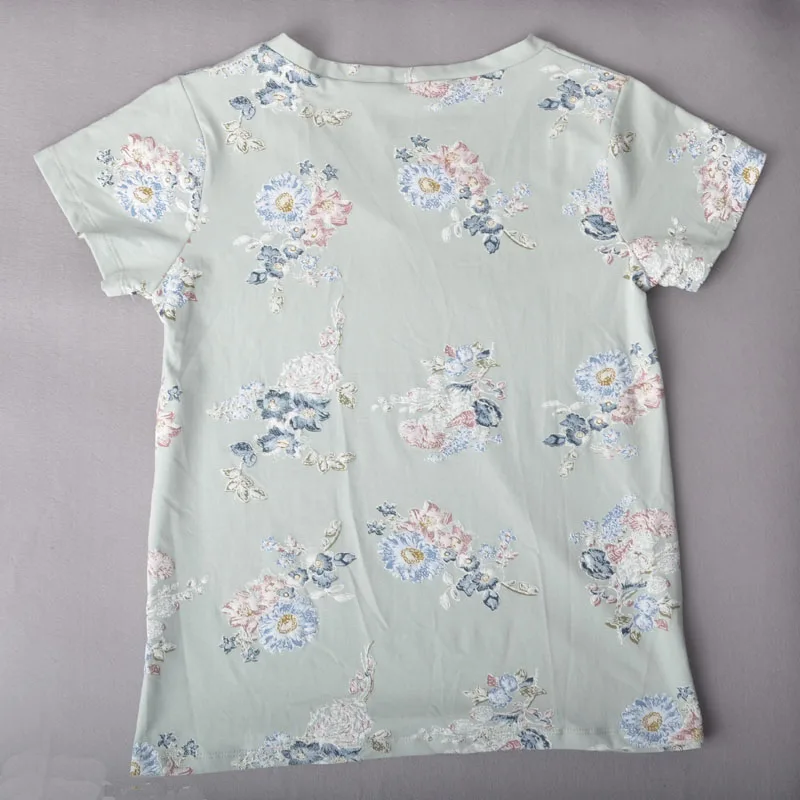 Yolanda Paz 2018 Newest Flowers Print Women t shirts high quality short sleeve tops tees 100% cotton v-neck women summer t shirt Yolanda Paz 2018 Newest Flowers Print Women t shirts high quality short sleeve tops tees 100% cotton v-neck women summer t shirt