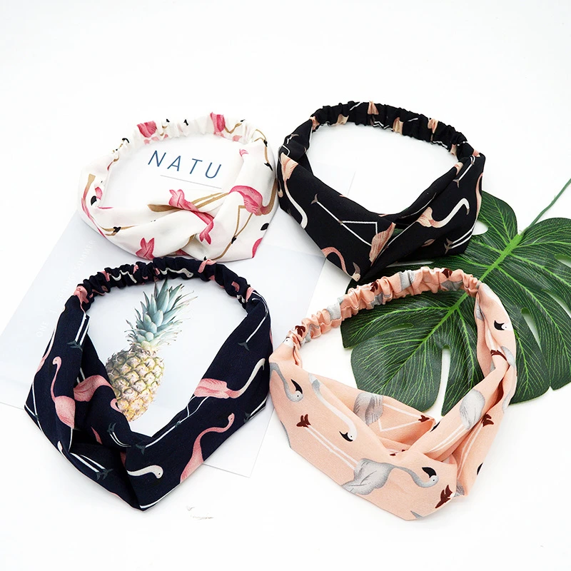

2019 Women Headband Vintage Cross Knot Elastic Print Hair Bands Soft Headwear Solid Girls Hairband Hair Accessories