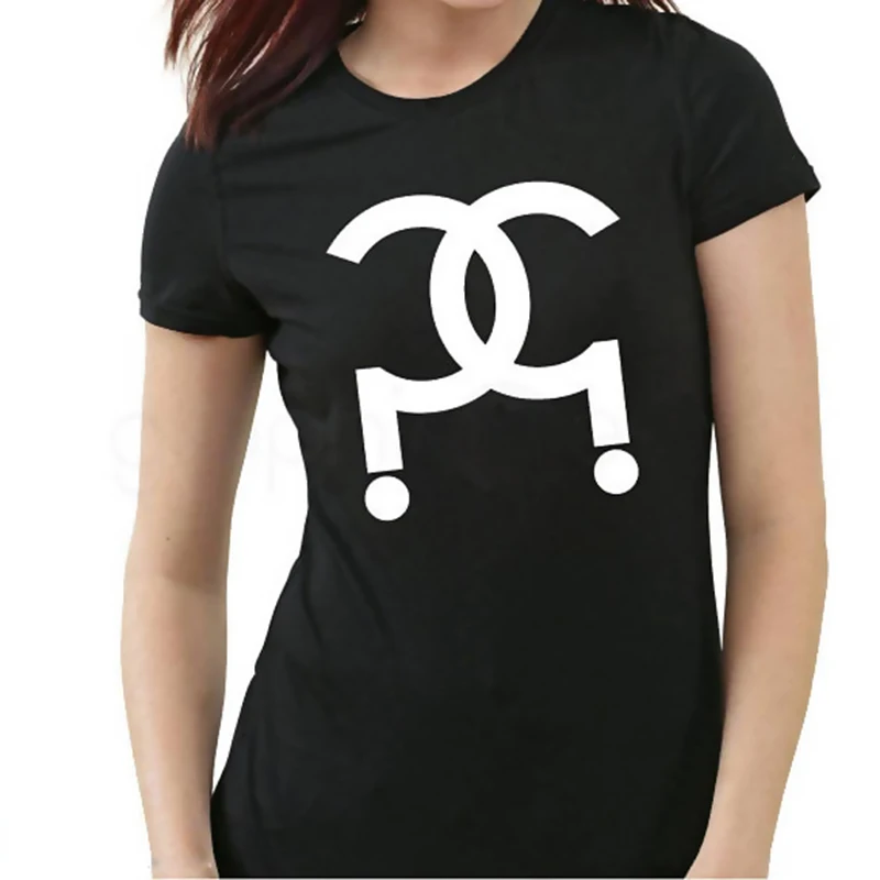 EnjoytheSpirit CC Question Mark T-shirt Designer Inspired Fashion Tee Women Good Quality Cotton Tee Black Multicolor Tops