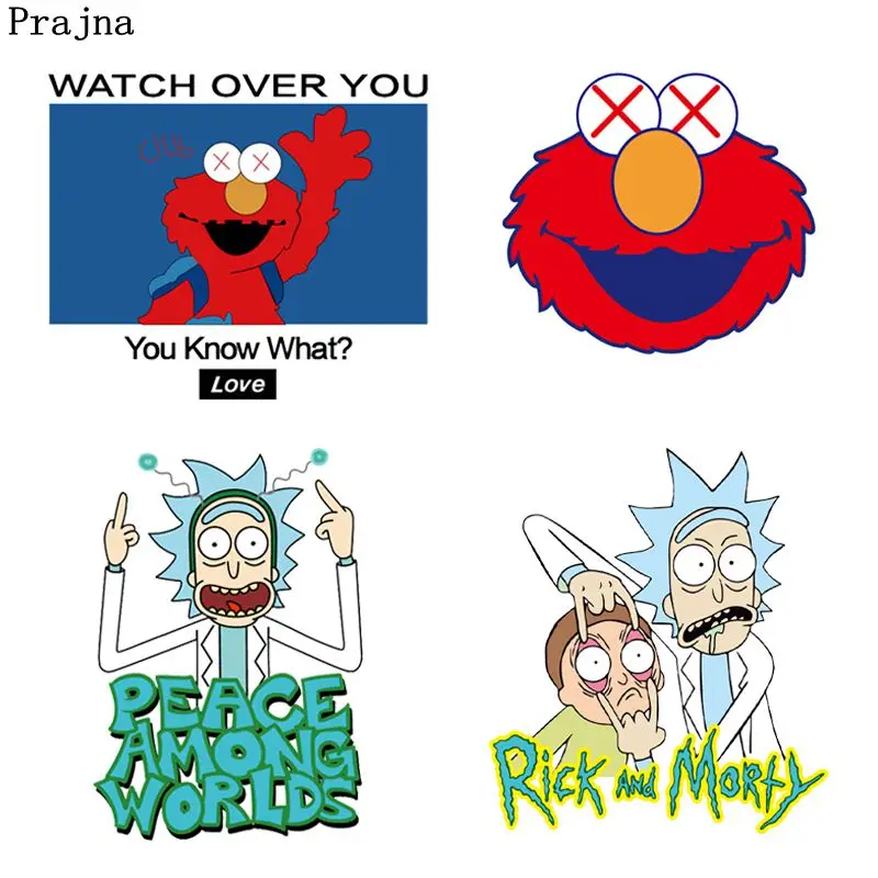 

Prajna Sesame Street Cute Heat Transfers Rick And Morty Peace Among Worlds Iron On Transfers For Clothing DIY T-Shirt For Kids