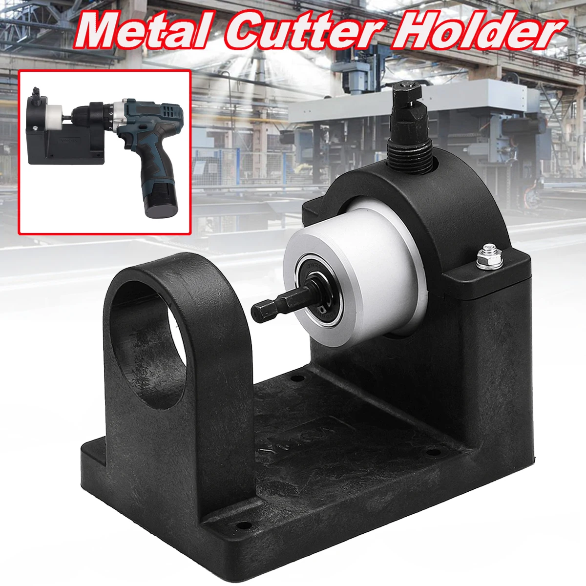 

Metal Nibbler Cutter Double Head Sheet with Nibbler Cutter Holder Bracket for Electric Drill Power Tool Accessories