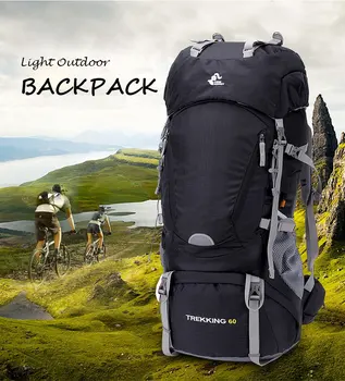 

60L Outdoor Backpack Camping Bag Waterproof Mountaineering Hiking Backpacks Molle Sport Bag Climbing Rucksack With Rain Cover