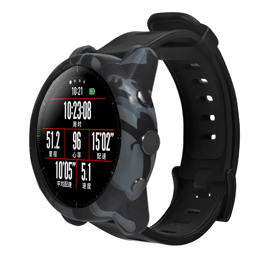 Камуфляжная Защита корпуса для Xiaomi Huami Amazfit Stratos 2/2S полная Рамка силиконовый защитный чехол для Amazfit Stratos 2 Рамка