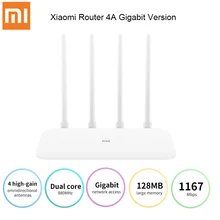 Xiaomi Router 4A гигабитная Версия Беспроводной Wi-Fi 2,4 ГГц 5 ГГц двухдиапазонный 1167 Мбит/с Wi-Fi повторитель 4 антенны управление через приложение роутер Xiaomi