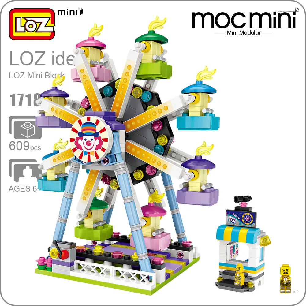 

LOZ Mini Blocks Ferris Wheel Amusement Park Series Educational Building Block Toys Kid Playground Assembly Model Friend DIY 1718