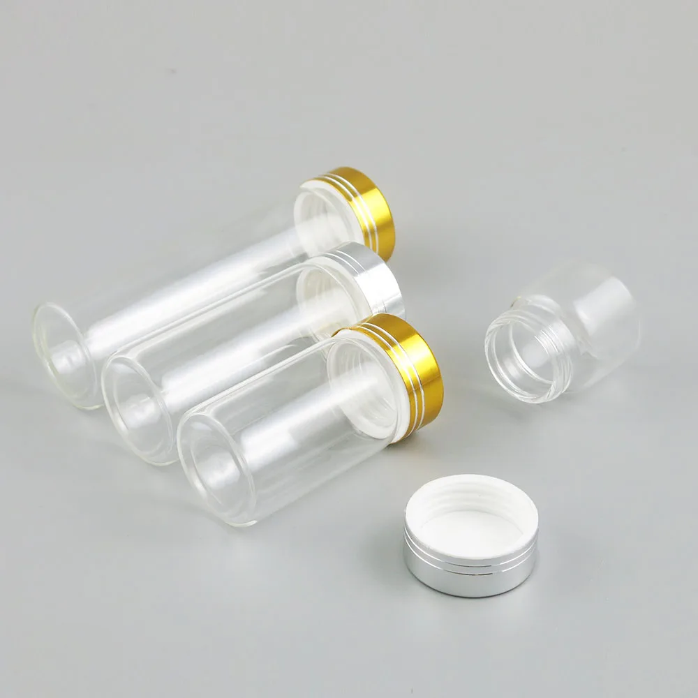 

24 x 20ml 50ml 70ml 100ml Clear Glass Bottle With Screw Cap Orifice Reducer of 2 Cap Essential Oil Sample Vial Savings Bottles