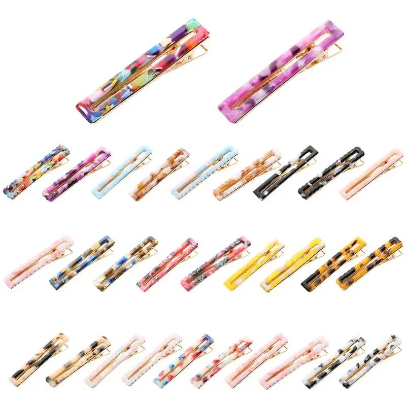 

30 Styles Minimalist Sweet Colored Rectangle Alligator Hair Clip Women Girl Marble Texture Acetate Hairpins Side Bangs Barrettes