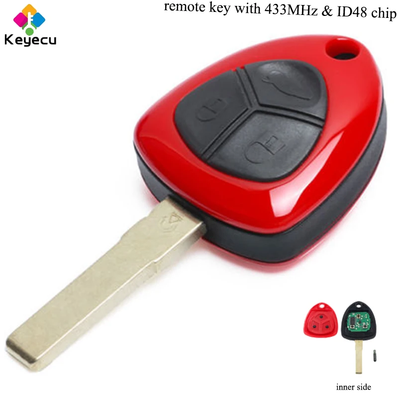 KEYECU Replacement Remote Car Key - 3 Buttons& 433MHz Frequency& ID48 Chip - FOB for Ferrari 458 Italia 2010 2011 2012 2013 2014