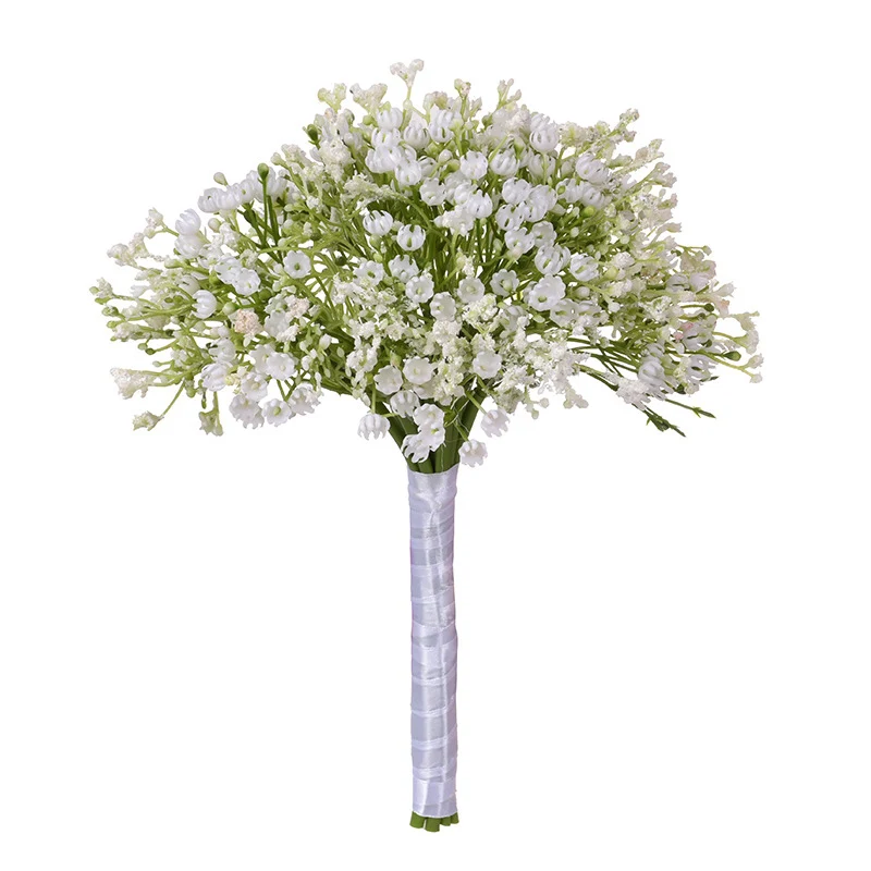 Искусственный пластик Gypsophila свадебный ручной Букет с лентой для украшения свадьбы DC120