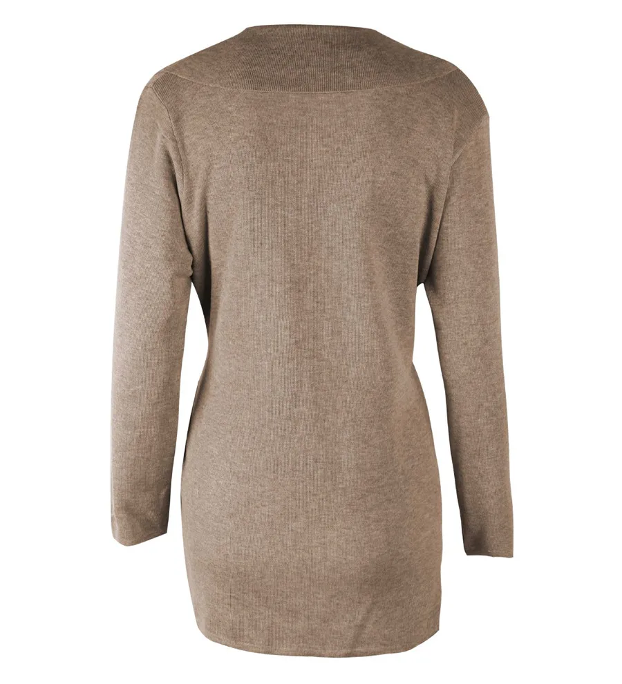 Gladiolus Fashion 2018 Autumn Winter Sweater Women Long Sleeve Turn-Down Collar Belt Tunic Women Knitted Sweater Long Cardigan  (26)
