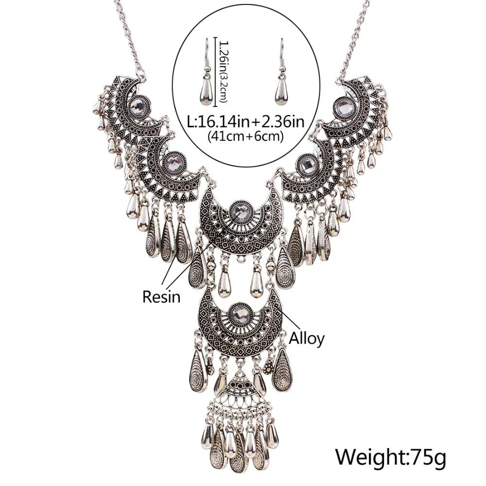 Чокер Бохо воротник богемные длинные кисточки ожерелье с длинной подвеской этническое большое ожерелье винтажное ожерелье для женщин