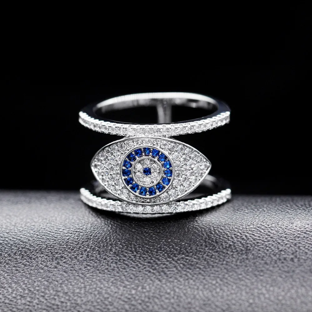 Uloveido, Голубые Кольца от сглаза для женщин, кубический цирконий, Женское кольцо с глазом, ювелирные изделия, подарки на год, украшения Y325