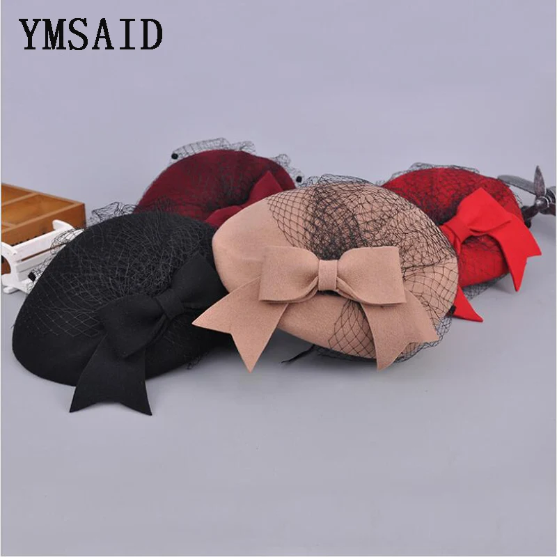 Ymsaid шляпы австралийского фасона, для невесты, элегантные, шерсть, бант, береты, авиакомпания, стюардесса, шапки для женщин, Fedora, шапки для официальных леди, топ, шляпа, Chapeu