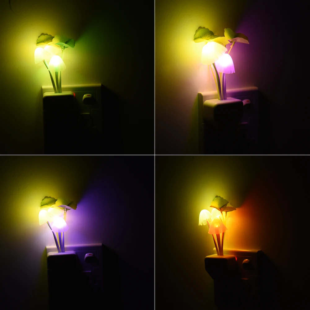 Прекрасный Красочный светодиодный Ночной светильник с датчиком гриба, декоративный светильник, EU US, новинка для маленьких детей, беспроводной настенный ночник-прожектор