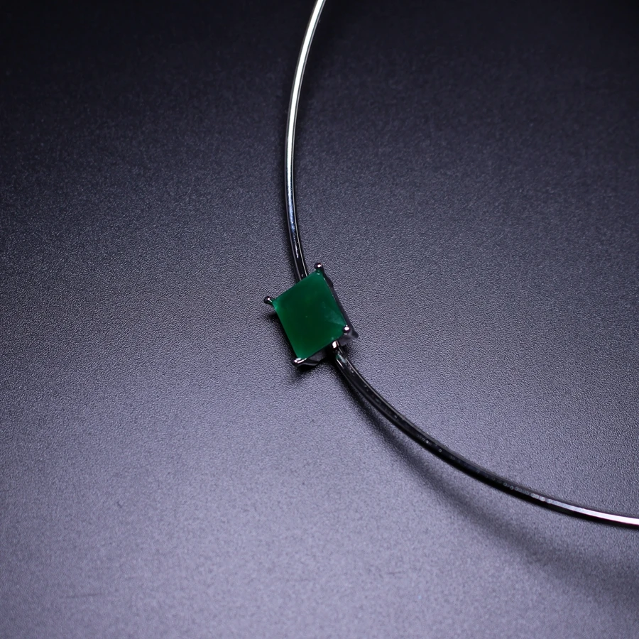 

New Valentine's Day gift Fashion Pendant Square Milky Green Choker Necklace Women Necklaces & Pendants Jewelry CFX004
