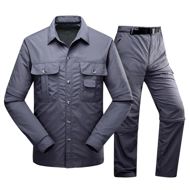 

Mens Quick Dry Anti-uv Sunscreen Jacket Pants Lightweight Fishing Clothes Outdoor Hiking Camping Sets Men Climbing Cycling Suits