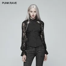 Новые Панк рейв великолепные готические Ретро кружевные рукава викторианская Мода Повседневная Женская рубашка Топы WY969