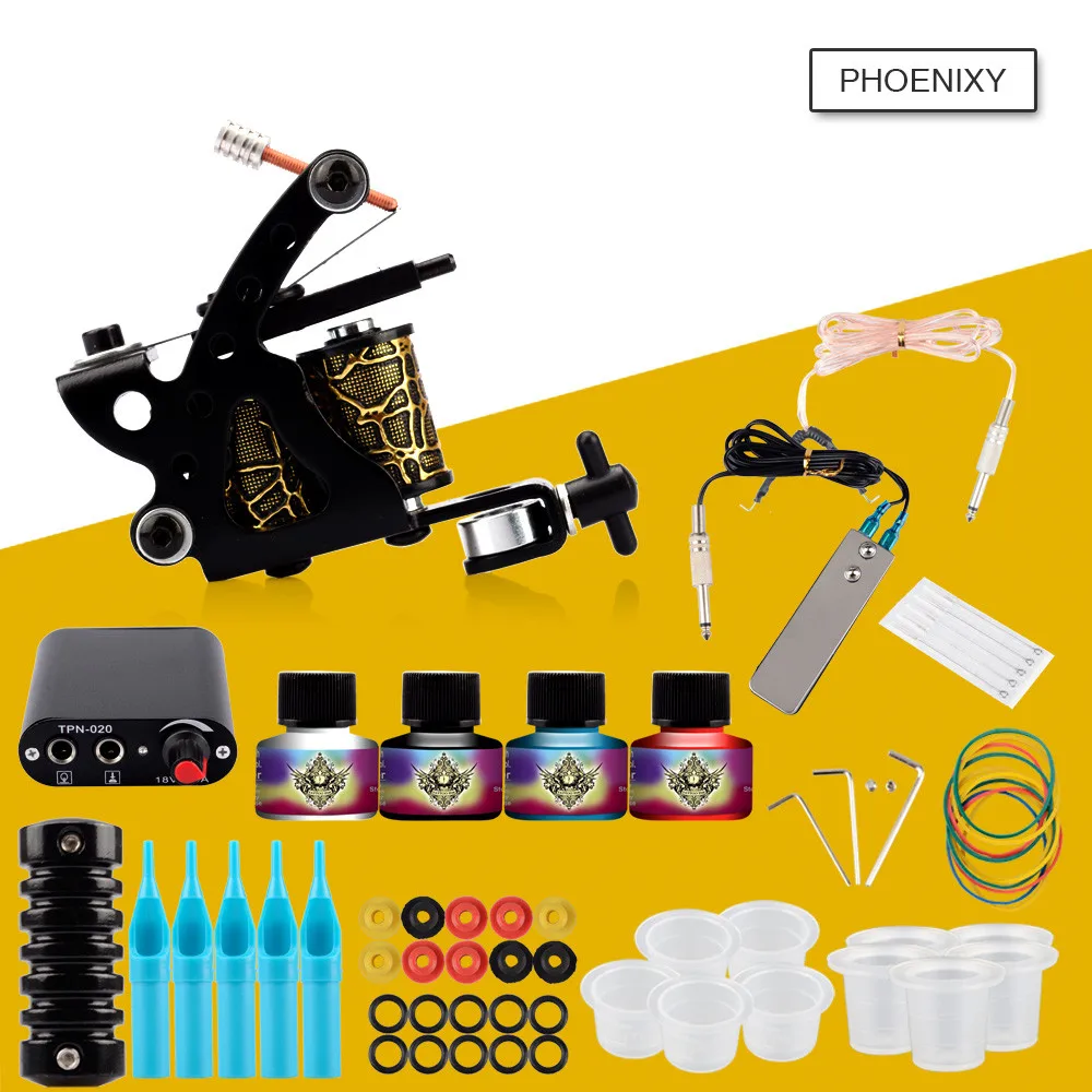 Professional Tattoo Kits Top Artist Complete Set 1 Tattoo Machine Gun Lining And Shading Tattoo