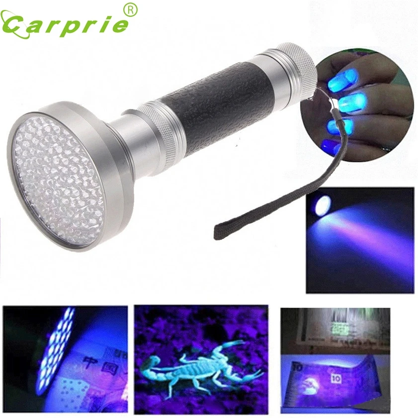 

Super 100 LED UV Blacklight Scorpion Flashlight Super Bright Detection Light Outdoor 170126 Drop shipping