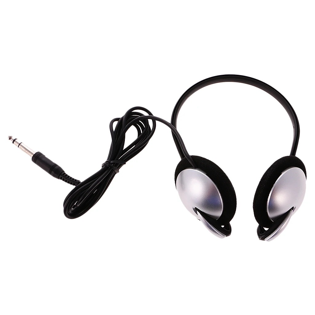 Black 1.5m Cable 6.3 mm Plug Headset Head Phone Headphones Noise Reduction Surround Sound for Laptop Keyboard and Digital Piano