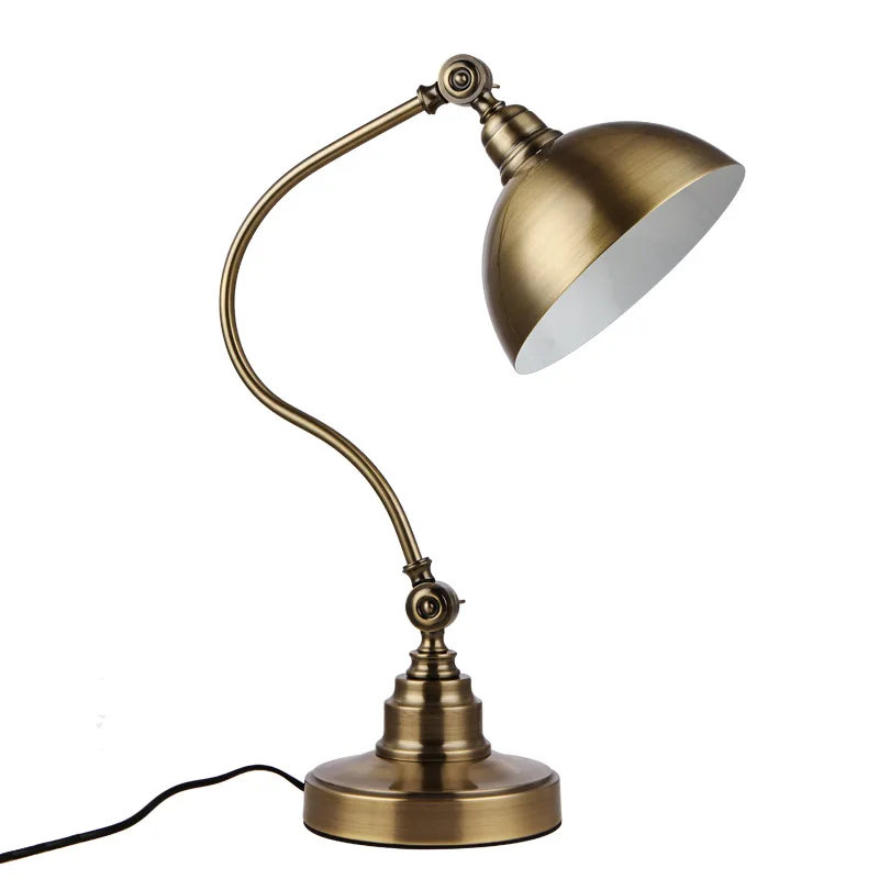 

Led lamps antique copper LED table lamp bedroom bedside learning light dimming study country retro eye table lamp