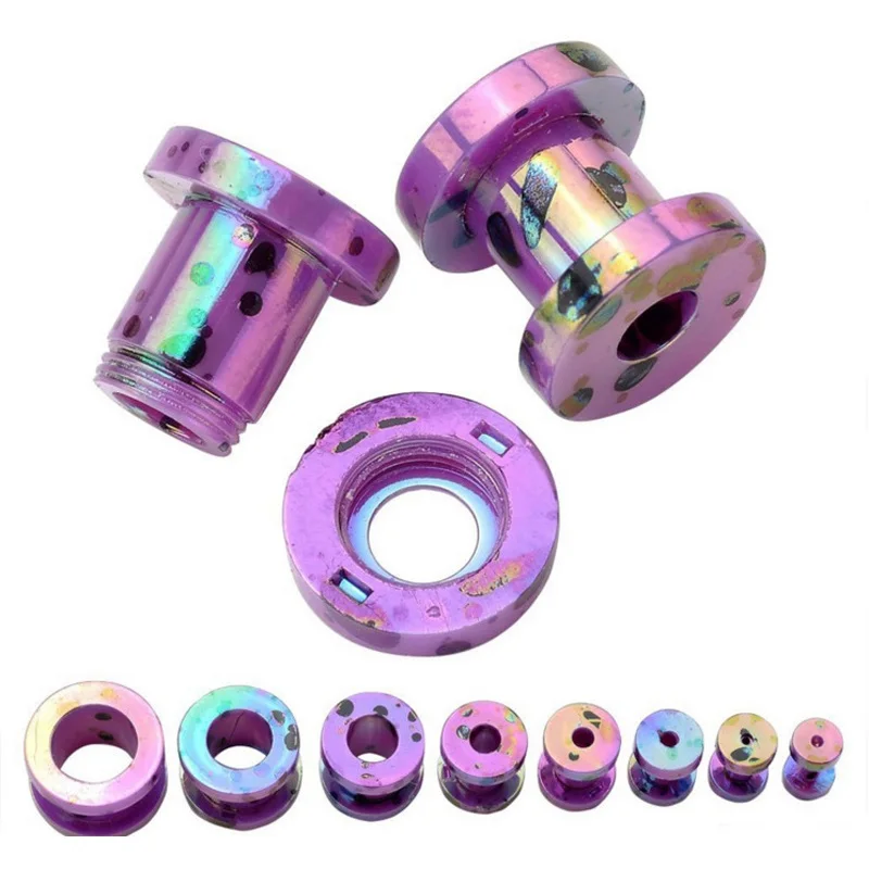 Acrylic Dot Screw Back Flesh Tunnel Ear Plug Expander Stretcher (1 Pair, 2-12mm)