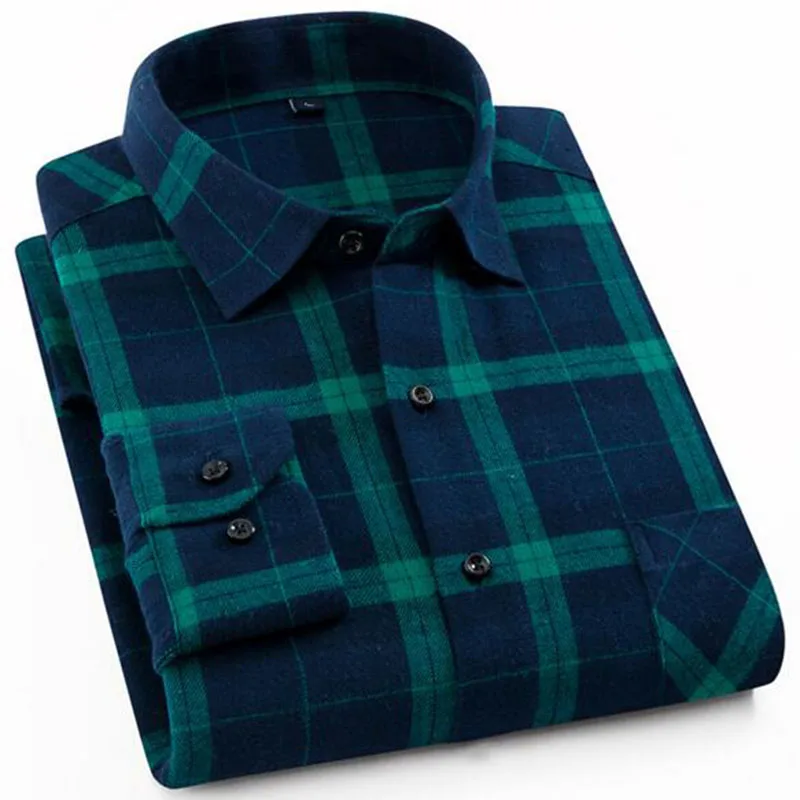 2019 мужской длинный рукав фланель из чистого хлопка однобортные рубашки Camisa