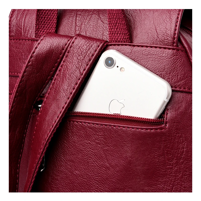 Borla de las mujeres Mochila de cuero de la PU de la alta calidad Mochila mujer, Mochila de bolso para chica de moda Mochila Casual bolsa las mujeres