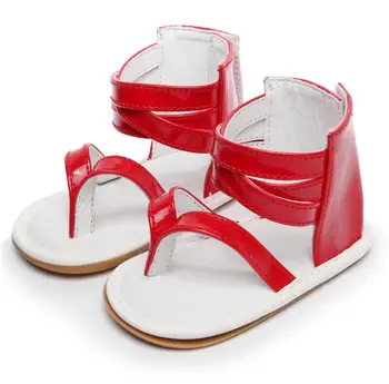 

Fashion solid PU Flat Roman Sandals Beautiful Baby Girls sandals Princess summer shoes Non-Slip Newborn sandals For 0-24 Month