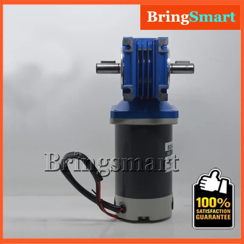 

Bringsmart 60W DC Worm Gear Motor 12V 24V 18-240RPM Reversible High Torque Motor 13.2-100KG Adjustable Speed Self-Locking