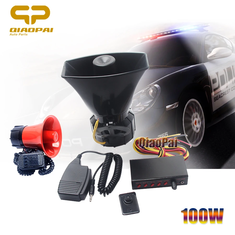 

Auto Vehicle Alarm Horn Warning Tone Sound MIC System Megaphone Car Loud Speaker Siren 100W Police Siren 12V Electrion Horn
