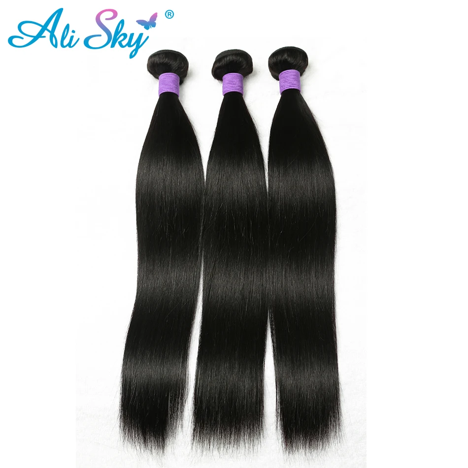 

Malaysian Straight Remy Hair 1 piece Ali Sky peruka Natural Black can be dyed and curled 8-26inch weft 1b