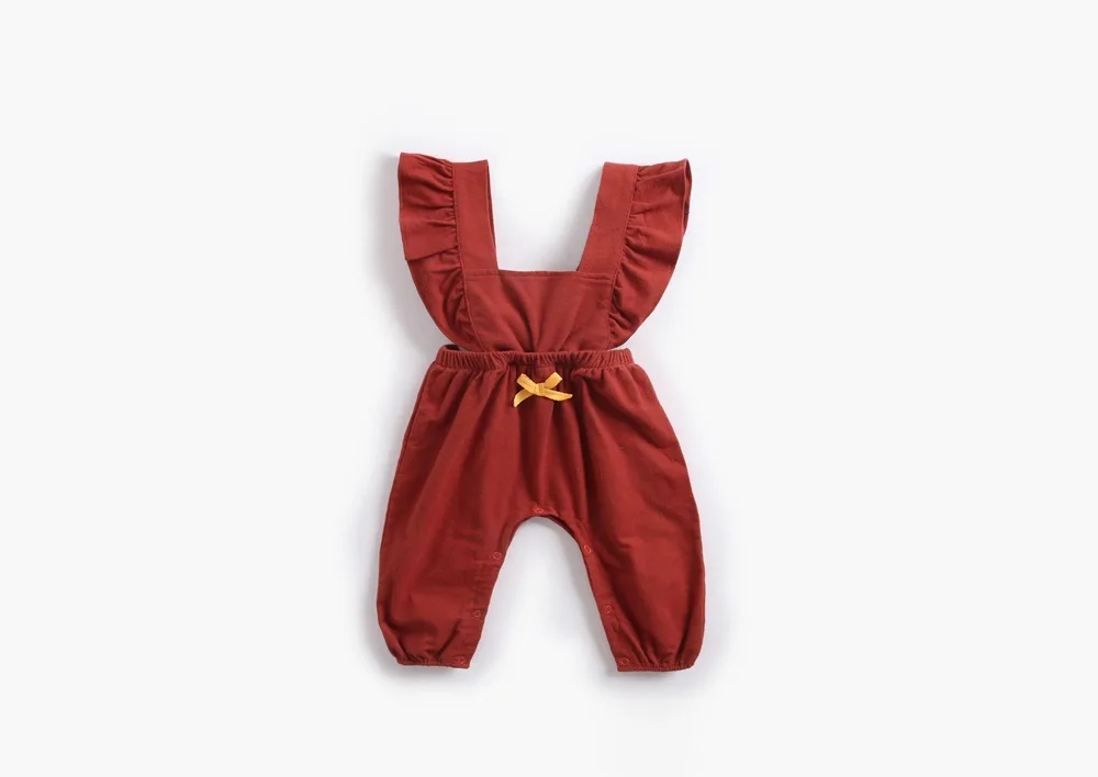 Babies Rompers Kids Autumn Winter Strap Infant Kids Clothing Colorful Long Jumpsuit with Bow Baby Newborn Girls Rompers Clothes