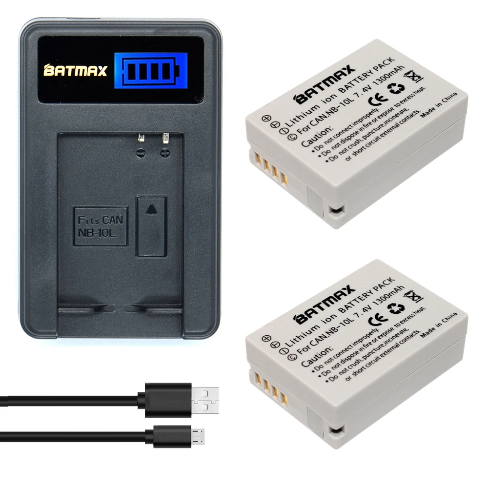 

2Pcs NB-10L NB10L NB 10L Digital Camera Battery+LCD Charger for Canon G1X G15 G16 SX40HS SX50HS SX60HS SX40 SX50 SX60 HS Camera