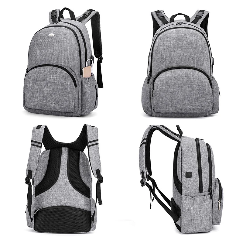 

Solid color leisure travel bag large capacity multi-function Mummy back milk bag with USB charging waterproof maternity package