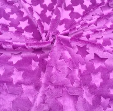 Звезды тиснением Минки флисовая ткань 1 метр микро норки DIY сшить одеяло игрушка ткань - Цвет: S21 purple