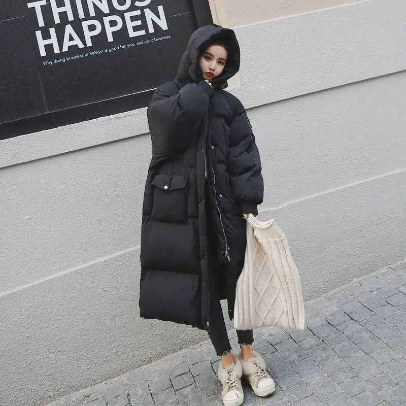 Winter New Women Long Down Cotton Jacket Female Loose Hooded Oversize Warm Thick Padded Coat Ladies Fashion Parkas Outerwear D58 Winter New Women Long Down Cotton Jacket Female Loose Hooded Oversize Warm Thick Padded Coat Ladies Fashion Parkas Outerwear D58