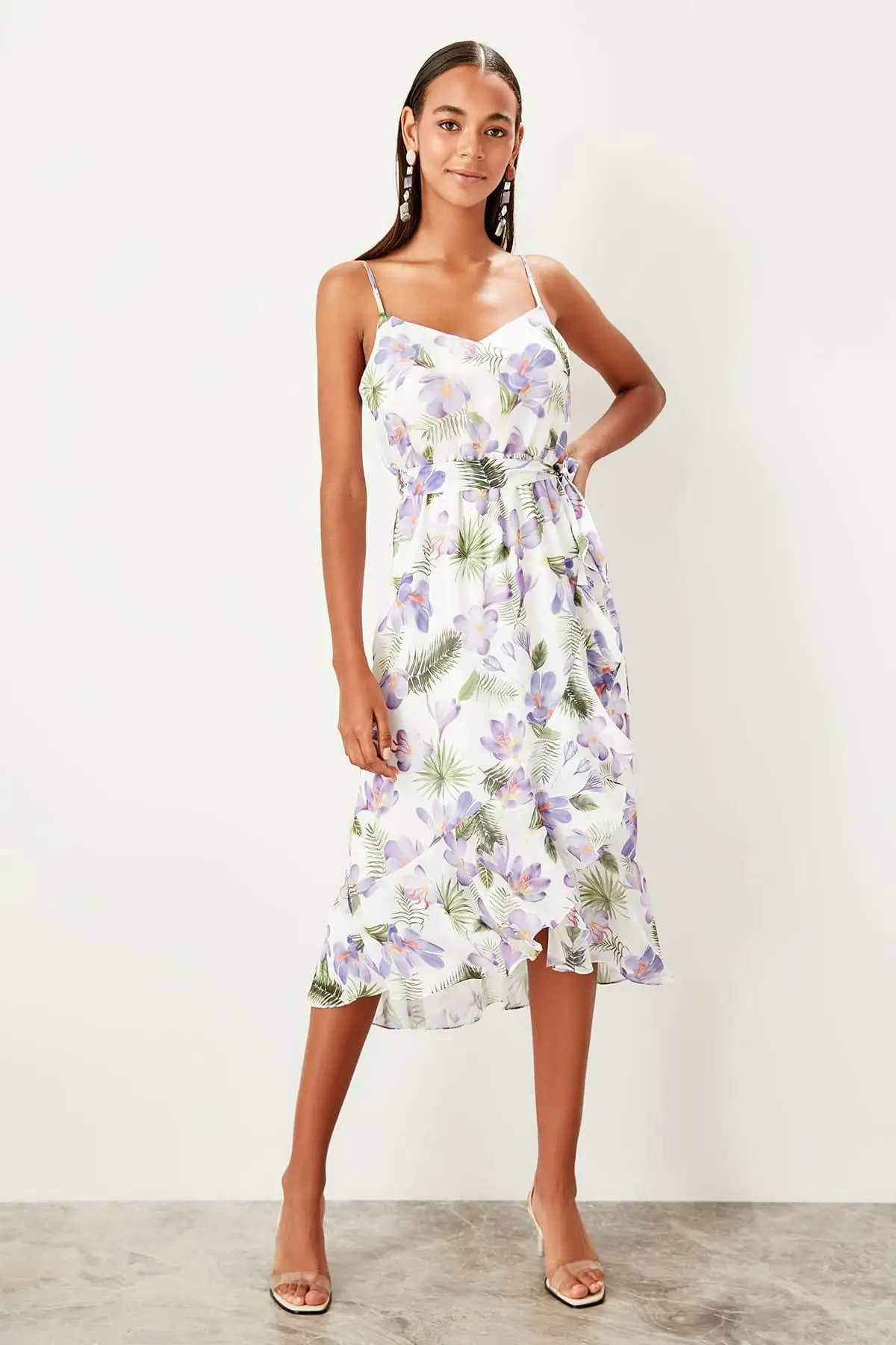 Trendyol экрю платье с рисунком TWOSS19EL0098|Платья| |