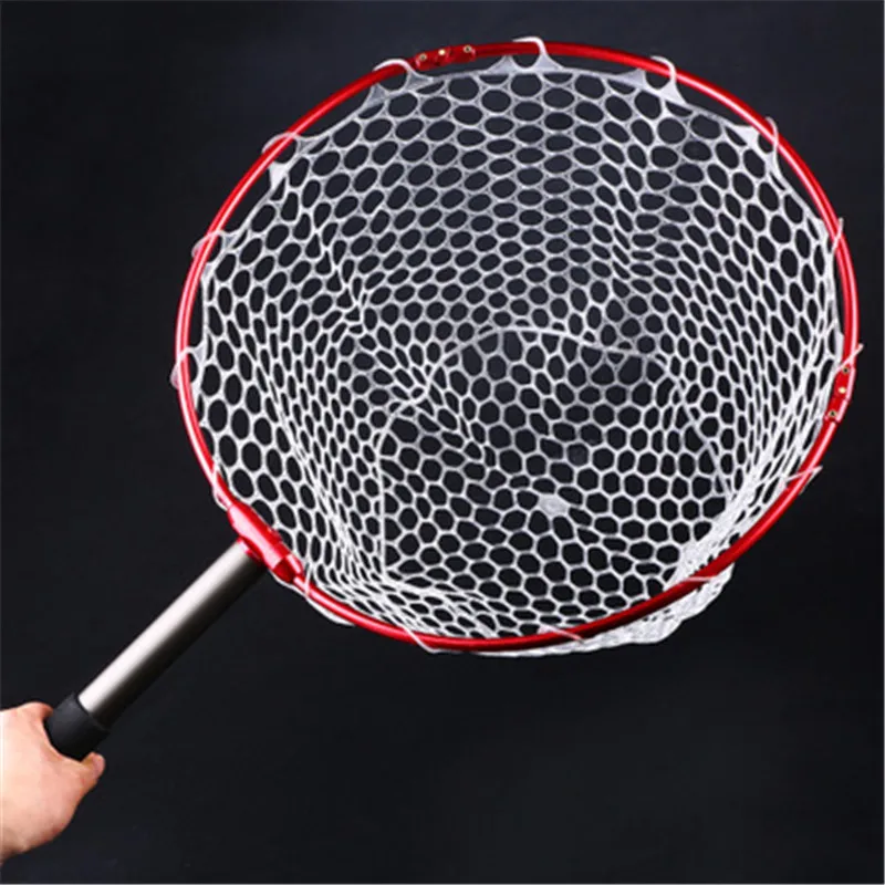 Portable Folding Fly Fishing Brail Landing Net Aluminium Alloy Frame Soft Rubber Scoop Net Fly Fishing Tools 40cmx27cmx65 (13)
