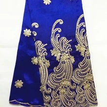 Африканский Джордж обертка синий Джордж кружевная ткань высокого качества африканский Джордж Ткань для платья 5 ярдов/партия