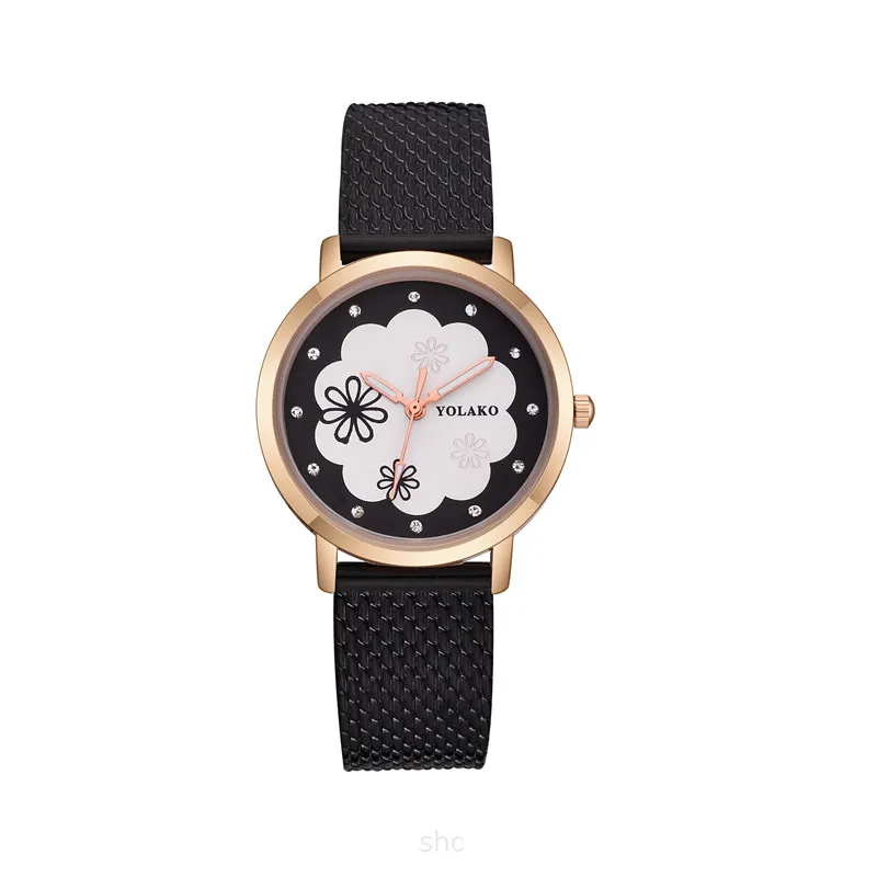 

Famous Brand Yolake New Fashion Light Ladies Quartz Watch Diamond Printed Student Watch Mesh Strap Girl Watch Female Watch Time