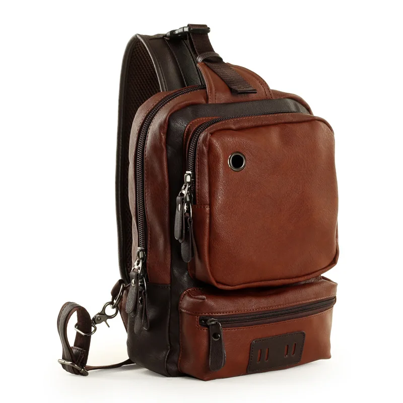 

Vintage Men Crossbody Bag Brand Men's Shoulder Bag Men Chest Bags Casual Fashion PU Leather Men Messenger Bag