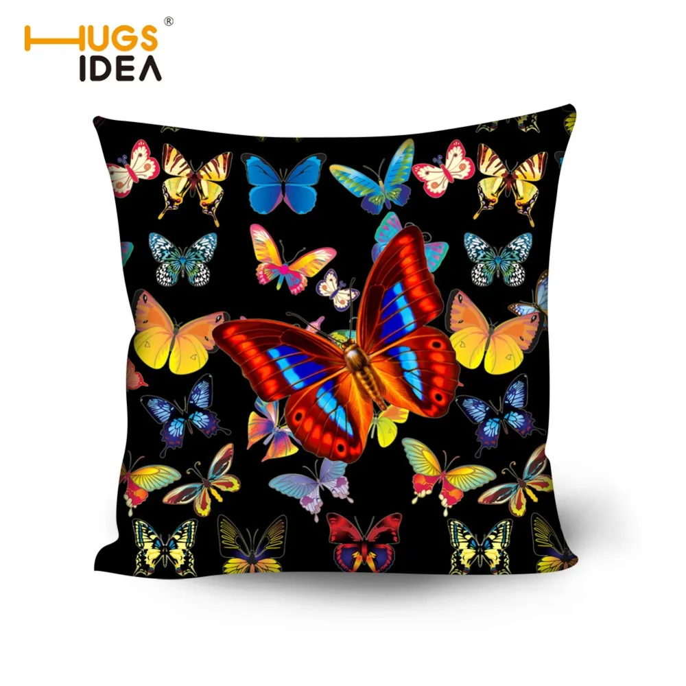 Hugsidea يتوهم 50x50 سنتيمتر وسادة غطاء ملون الطباعة فراشة المنزل الديكور مربع مكتب أريكة كرسي غطاء وسادة وسادة