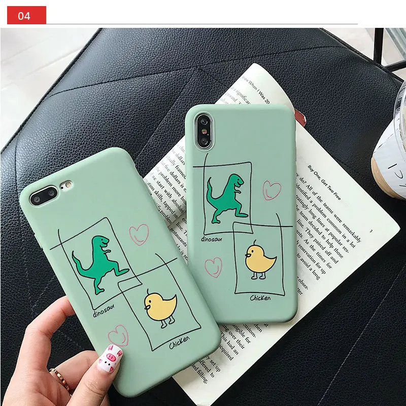 Silicone Dinosaur Case For iPhone 8 8plus 7 7 Plus Cases Clear Phone Case For iphone 6 s 6s Plus X XR XS Max Cases Cover Coque   (18)