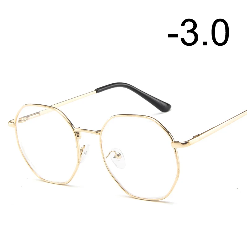 [EL Malus] очки для близорукости для женщин и мужчин, металлическая квадратная оправа для студентов, короткий прицел, золотой, черный, серебряный-1-1,5-2-2,5-3-3,5-4 - Цвет оправы: Gold 300